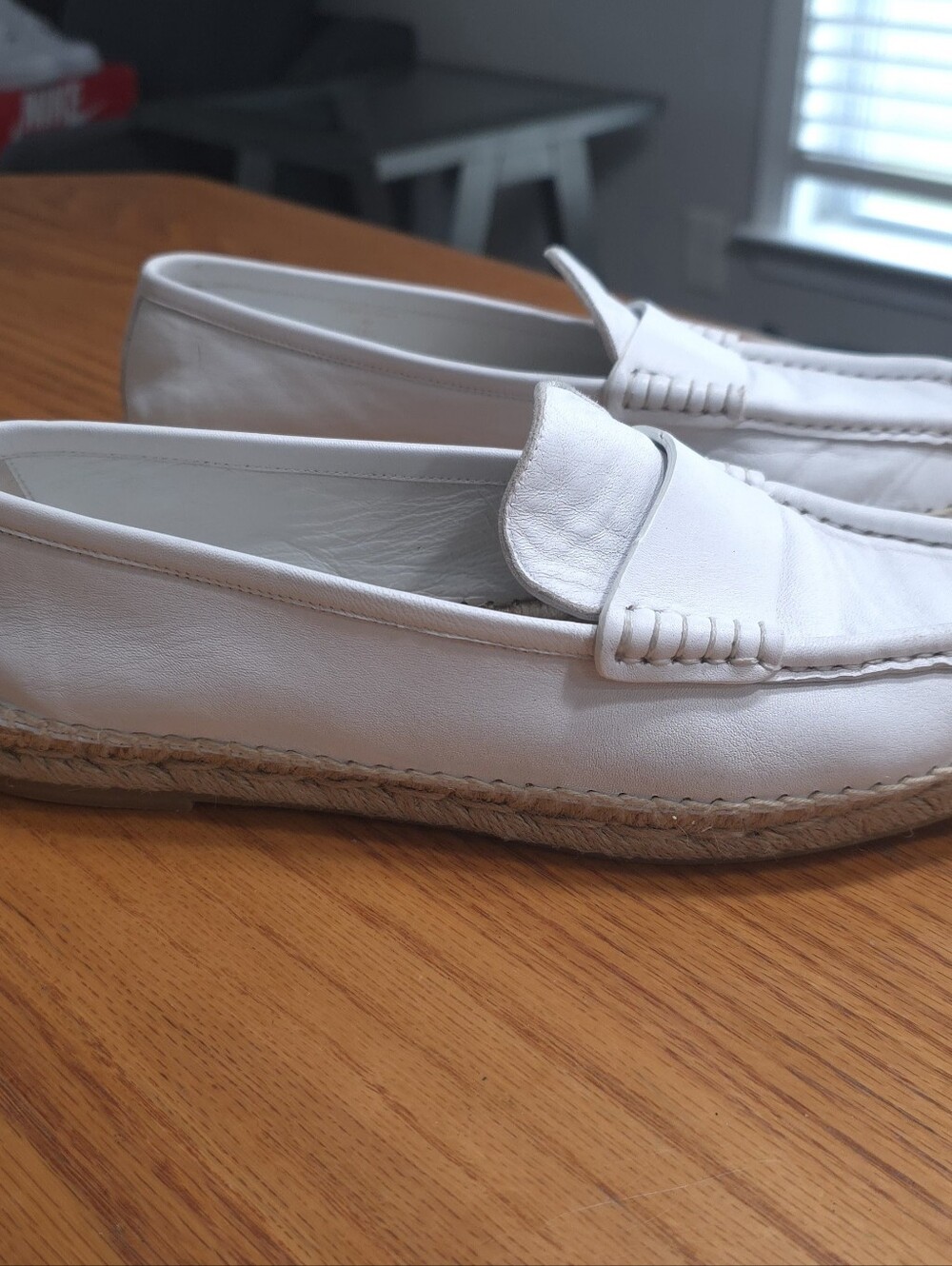Lafayette 148 New York White Nappa Leather Espadrille Loafers US 8.5 / EU 38.5